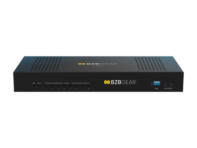 BZBGEAR 1x8 8K UHD HDMI 2.1 48Gbps Splitter with Auto Downscaling/Audio De-Embedding (8K60/4K120 and VRR/ALLM/QMS/QFT/SBTM Support)