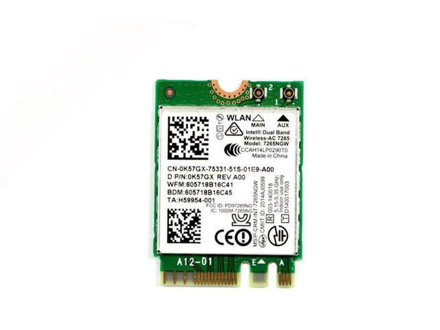 Dell Intel Wireless-AC 7265 Dual Band WiFi 802.11ac/a/b/g/n BT4.0 M.2 CHA01 K57GX 0K57GX CN-0K57GX