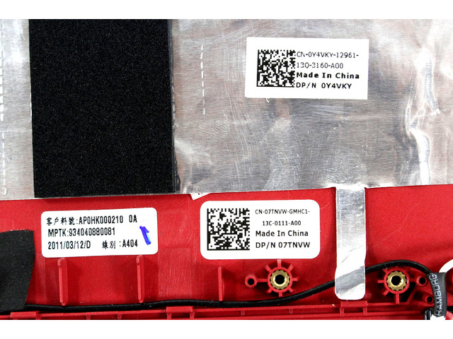 New Genuine Dell Alienware M11xR2 M11xR3 LCD Back Cover Red 7TNVW 07TNVW