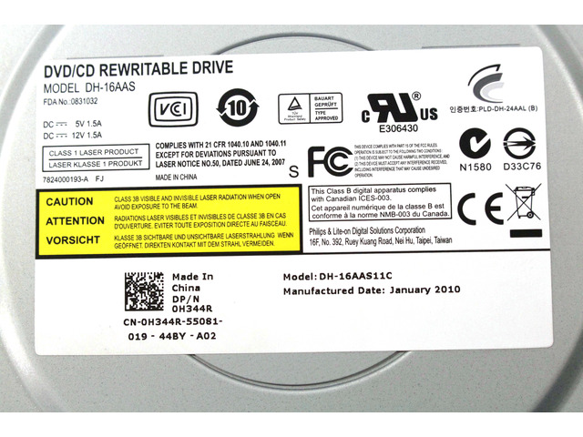 DELL DH-16AAS DH-16AAS11C INTERNAL DVD CD REWRITABLE DRIVE 2MB SATA 0G423R G423R