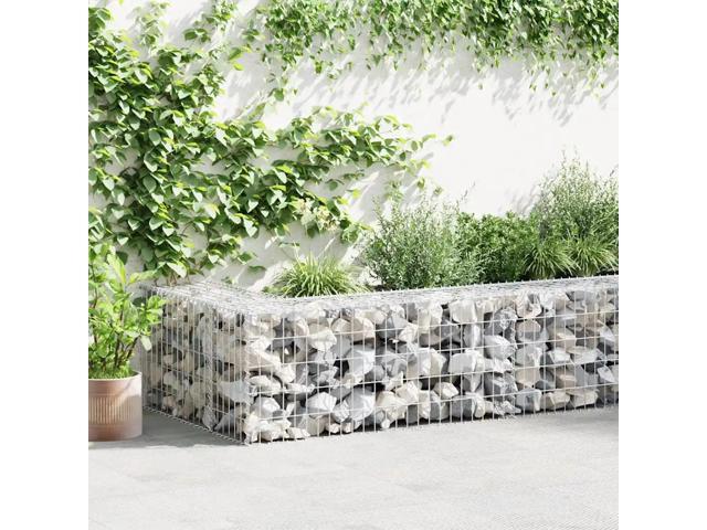 vidaXL Gabion Wall with Covers Galvanized Steel 118'x19.7'x19.7' Garden Fence