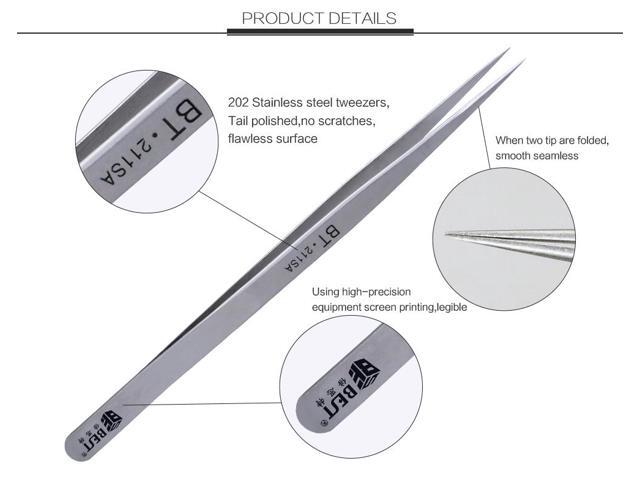 211SA Stainless Steel Eyebrow Tweezer False Eyelash Extension Auxiliary Repair Tools Hyperfine High Precision Anti Acid Tweezers