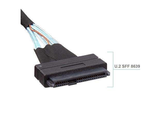 10Gtek Mini SAS SFF-8643 to U.2 SFF-8639 Cable, PCIe 4.0 X4 85 Ohm with 15-Pin SATA Power for NVMe SSD Hot-Swap, 1m/3.3ft