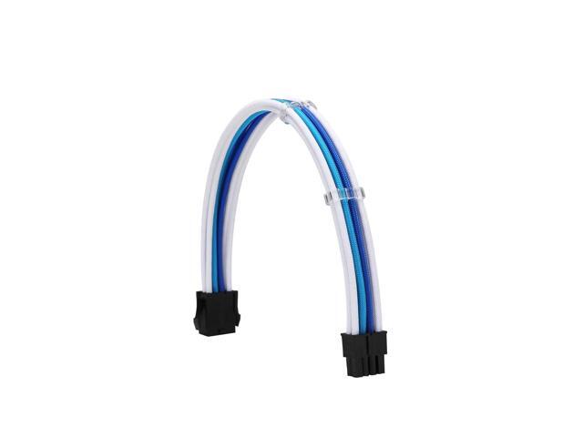 Sleeve Extension Power Supply Cable Kit 18AWG ATX 24P+ EPS 8-P+PCI-E8-P with Combs for PSU to Motherboard/GPU Fm-NCK3 (White Sky Blue Deep Blue)