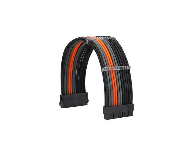 FormulaMod Sleeve Extension Power Supply Cable Kit 18AWG ATX 24P+ EPS 8-P+PCI-E8-P with Combs for PSU to Motherboard/GPU Fm-NCK3 (Black Orange Grey)