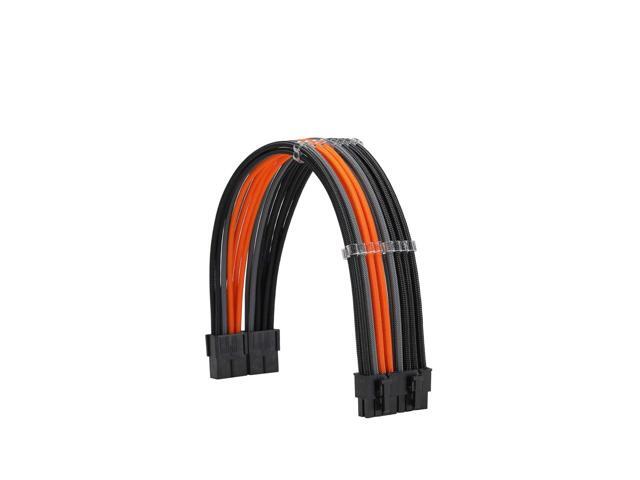 FormulaMod Sleeve Extension Power Supply Cable Kit 18AWG ATX 24P+ EPS 8-P+PCI-E8-P with Combs for PSU to Motherboard/GPU Fm-NCK3 (Black Orange Grey)