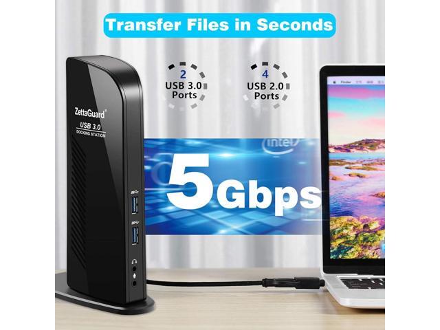 USB 3.0 and USB-C Universal Laptop Docking Station for Windows and Mac (Dual 4K Video HDMI, Gigabit Ethernet, 6 USB 3.0 Ports, 3.5 mm Audio)