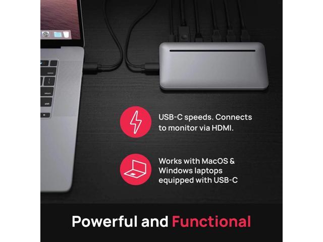 Brydge Stone II USB-C Universal Docking Station Compatible with MacOS & Windows, Single 4K Display, HDMI Out, USB-C Speeds, 7 Ports