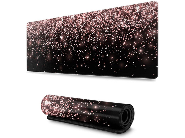 Rose Gold Glitter Black Gaming Mouse Pad Large XL Long Extended Pads Big Mousepad Keyboard Mouse Mat Desk Pad Home Office Decor Accessories for...
