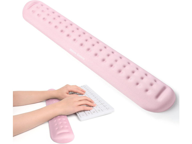 UnivoColors Pink Superfine Memory Foam Keyboard Wrist Rest Soft Gel Ergonomic Wrist Support Pad for Computer, Laptop, Office, Gaming, Typing