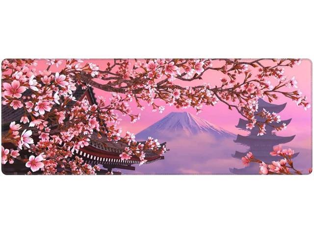 XXL Sakura Desk Mouse Pad Large Cute Gaming Keyboard Mat Anime Extended Mousepad for Office Company 31.5 X 11.8 Inch, Pink