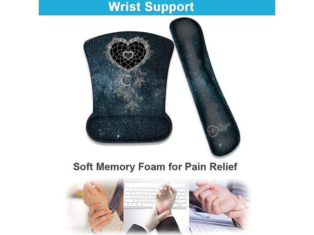 XMTMR-Glass Ergonomically Upgraded Keyboard Wrist Rest and Comfortable Wrist Rest Gel Mouse Pad Set, Non-Slip Rubber Base and Cute Coaster, for...