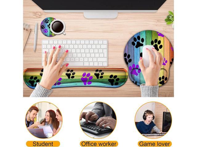 Keyboard Wrist Rest and Mouse Pad with Wrist Support, Ergonomic Gel Mouse Pad Coaster,Easy Typing Pain Relief, Memory Foam Keyboard Mousepad...