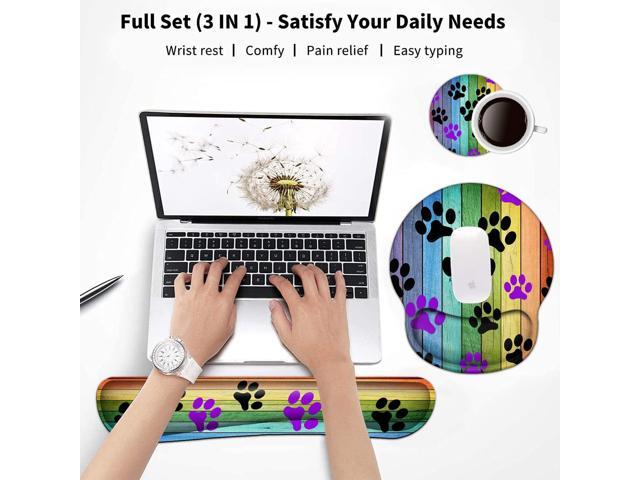 Keyboard Wrist Rest and Mouse Pad with Wrist Support, Ergonomic Gel Mouse Pad Coaster,Easy Typing Pain Relief, Memory Foam Keyboard Mousepad...