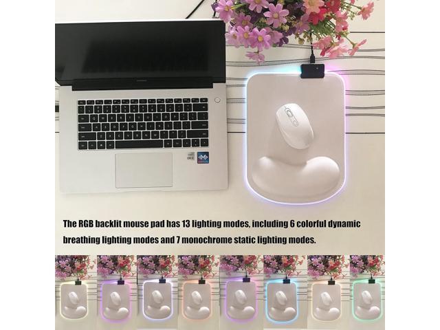 RGB LED Wrist Support Mouse Pad with 13 Lighting Modes, Anti-Slip Rubber Base, Pain Relief Ergonomic Gaming/Office/Home Mouse Pad, 11.8 x 8.5 in...