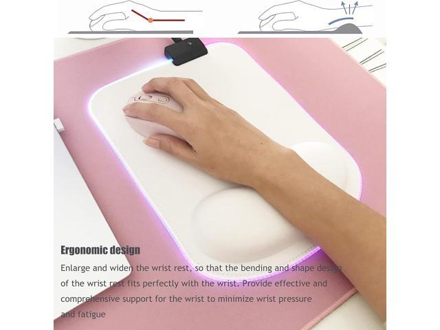 RGB LED Wrist Support Mouse Pad with 13 Lighting Modes, Anti-Slip Rubber Base, Pain Relief Ergonomic Gaming/Office/Home Mouse Pad, 11.8 x 8.5 in...