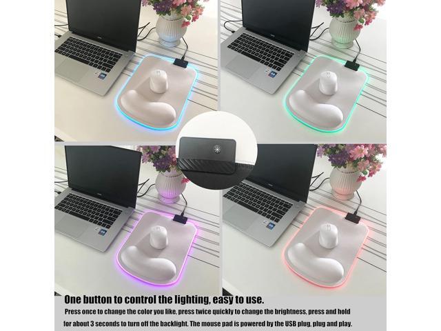 RGB LED Wrist Support Mouse Pad with 13 Lighting Modes, Anti-Slip Rubber Base, Pain Relief Ergonomic Gaming/Office/Home Mouse Pad, 11.8 x 8.5 in...