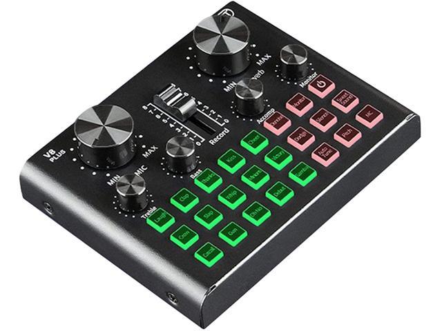 HEYUAN Live Sound Card, Sound Card for Live Streaming Voice Changer Sound Card with Multiple Sound Effects, O Mixer for Recording (Color: Black)