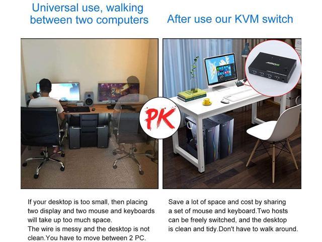 HDMI KVM Switch, 2 Port KVM Switcher 4K@30HZ, For Share 2 Computers with one Keyboard Mouse and one HD Monitor