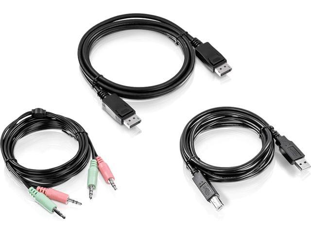 TRENDnet 6 ft. Display Port, USB, and Audio KVM Cable Kit, Compatible w/ TK-240DP KVM Switch, DisplayPort 1.2, USB Mouse/Keyboard, 3.5mm Audio...