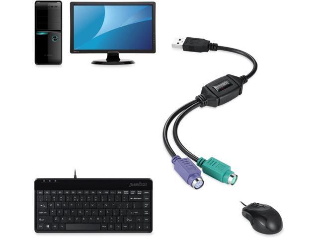 Perixx PERIPRO-401 PS2 to USB Adapter for Keyboard and Mouse - Built-in USB Controller - Black