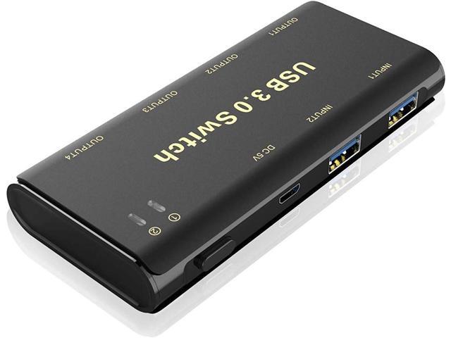 USB 3.0 Switch Selector,ABLEWE KVM Switcher Adapter 4 Port USB Peripheral Switcher Box Hub for Mouse, Keyboard, Scanner, Printer, PCs with...