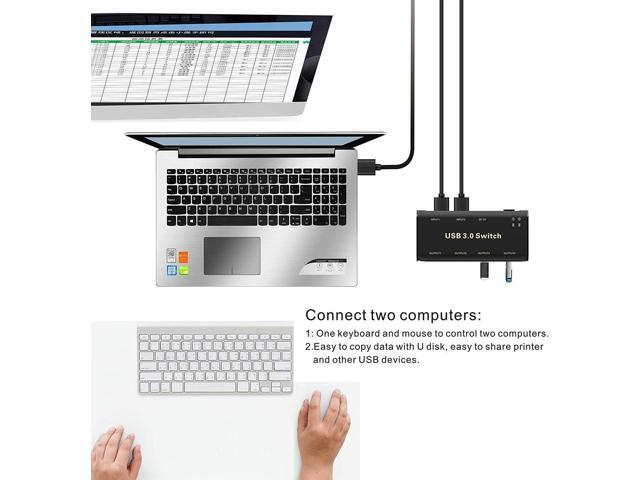 USB 3.0 Switch Selector,ABLEWE KVM Switcher Adapter 4 Port USB Peripheral Switcher Box Hub for Mouse, Keyboard, Scanner, Printer, PCs with...