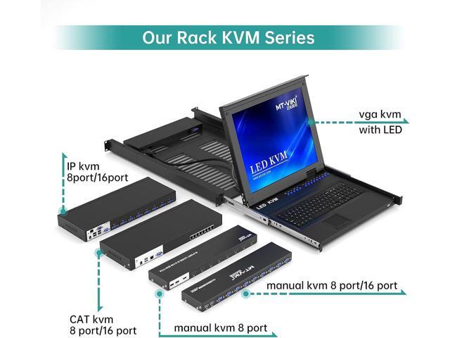 16 Port KVM Switch, MT-VIKI Rackmount KVM Switch VGA 16x1 USB VGA KVM Console + 16packs KVM Cables + Rack-Ears for 1U Rack + IR Remote
