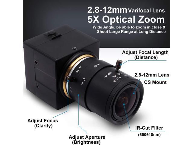 SVPRO USB Camera 1080P HD Webcam with Zoom Lens 2.8-12mm,Manual Focus Web Cam for Computer,H.264 Low Light Camera with Sony IMX323 Sensor for...