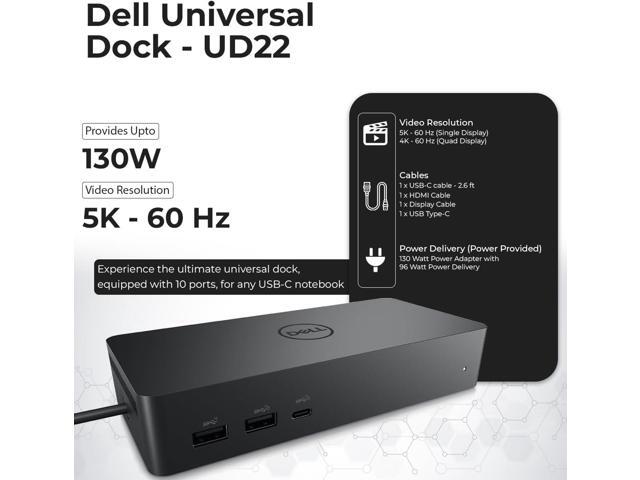 UD22 Docking Station Dual Monitor Bundle - USB-C/USB-A Universal Dock for Laptops with 130W Adapter + 4K HDMI Cable + 4K DisplayPort + USB-C...