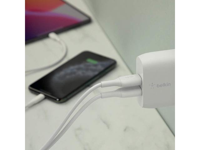 Belkin - 24W Dual Port USB Wall Charger with USB-C Cable - Fast Charging for iPhone, Galaxy , Pixel & More - White - image 11