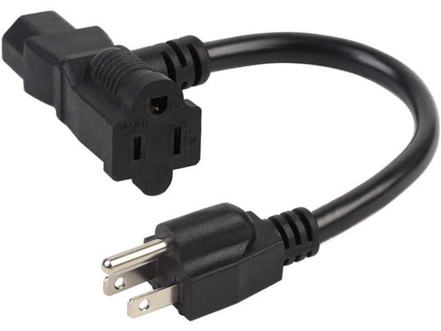 1 Foot Nema 5-15P Male to C13/ Nema 5-15R Piggyback Power Cord, UL CUL SJT 14AWG 3C, Replacement for Daisy Chain Pro Audio DJ etc
