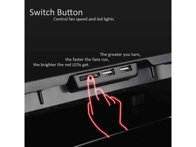 AICHESON Laptop Cooling Pad for 17.3' Notebook, Red 5 Fans