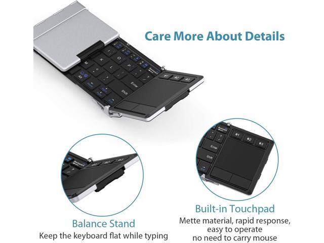 iClever Foldable Keyboard, BK08 Bluetooth Keyboard with Sensitive Touchpad (Sync Up to 3 Devices), Pocket-Sized Tri-Folded Portable Keyboard for...