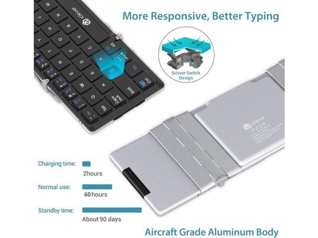 iClever Foldable Keyboard, BK08 Bluetooth Keyboard with Sensitive Touchpad (Sync Up to 3 Devices), Pocket-Sized Tri-Folded Portable Keyboard for...