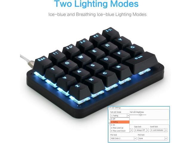 Koolertron One Handed Macro Mechanical Keyboard, Blue LED Backlit Portable Mini One-Handed Mechanical Gaming Keypad 23 Fully Programmable Keys Red...
