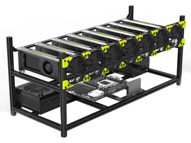 Veddha V4D 8-GPU Mining Rig Case Aluminum Stackable Mining Rig Open Air Frame with Fan Mount.