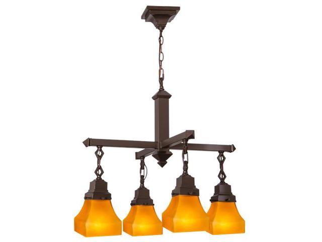 Photos - Chandelier / Lamp 26'W Bungalow Frosted Amber 4 LT Chandelier 705696503636