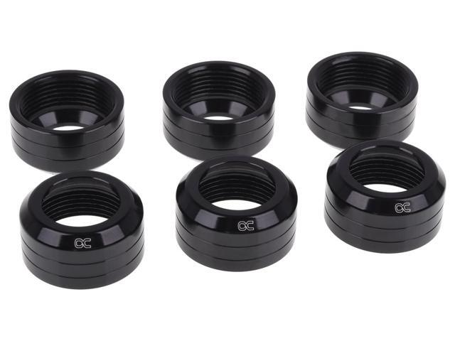 Alphacool Eiszapfen 13mm HardTube Fitting Collar Modding Pack - 6 Pack - Deep Black (17414)