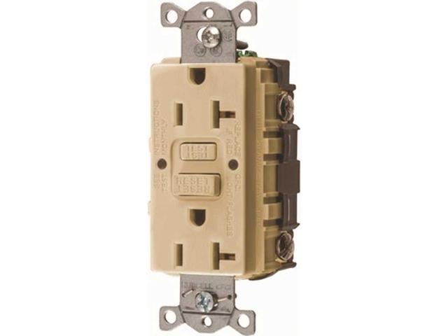 HUBBELL WIRING DEVICE-KELLEMS GFR20I GFCI Receptacle: Duplex, 1 Phase, NEMA