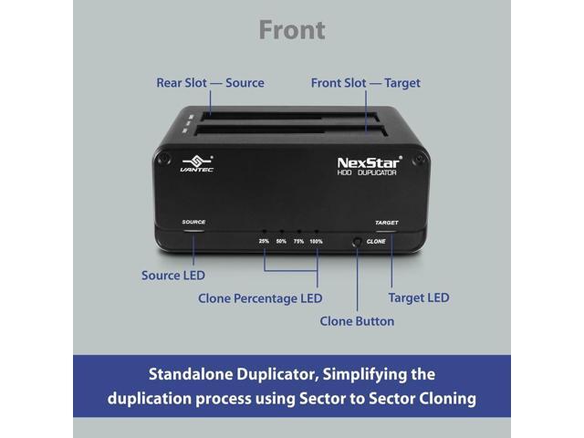 Vantec NexStar JX Dual Bay 2.5in, 3.5in HDD and SSD Clone, Duplicator Dock