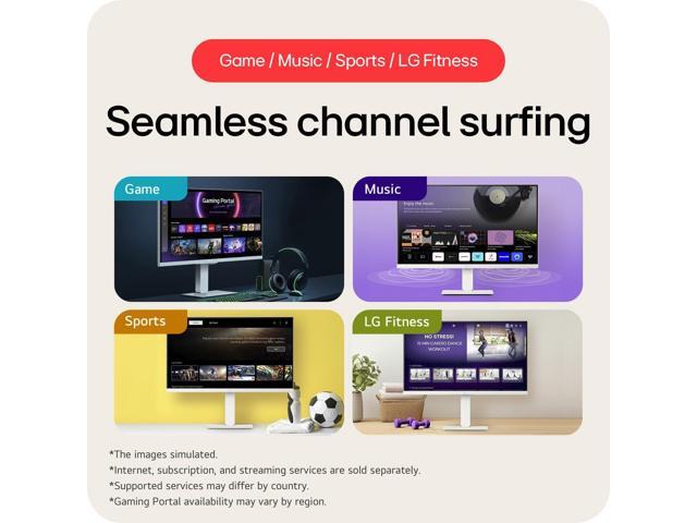 LG 27' UHD 4K 60Hz IPS AMD FreeSync HDR10 Built-in Speaker USB-C WebOS Remote Control included Smart White Computer Monitor with Height Adjustable,...