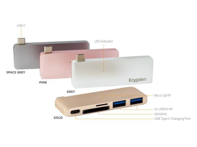 KOPPLEN TYPE-C HUB WITH POWER DELIVERY, 2 SUPER SPEED USB 3.0 PORTS, SD + MICRO-SD CARD READER SUPPORT MACBOOK (2015) MACBOOK PRO (2016) - (MATTE.