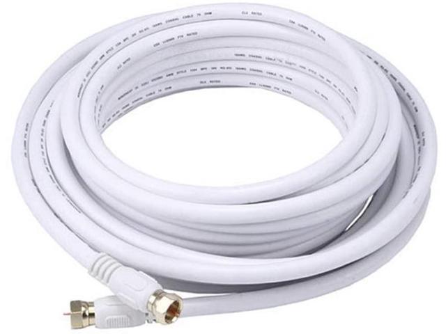 Monoprice 25ft RG6 (18AWG) 75Ohm, Quad Shield, CL2 Coaxial Cable with F Type Connector - White