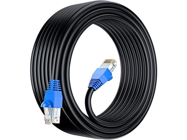 Maximm Ethernet Cable Outdoor Cat6 Heavy Duty Cord 150 ft - Black - Zero Lag Pure Copper, Waterproof Internet Cables Suitable for Direct Burial.