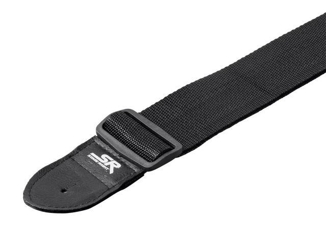 Monoprice Guitar Strap - 2 Inch - Black With Synthetic Leather Ends, made of a smooth nylon - Stage Right Series