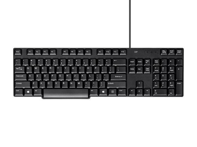 Monoprice USB Keyboard - Black, Spill Resistant Membrane, Comfortable, Standard Layout - Workstream Collection