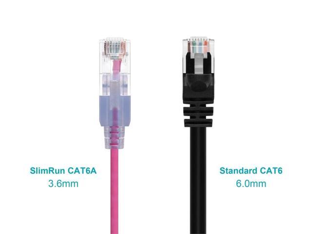 Monoprice Cat6A Ethernet Patch Cable 5-Pack - 5 Feet - Pink Snagless, RJ45, 550MHz, UTP, Pure Bare Copper Wire, 10G, 30AWG - SlimRun
