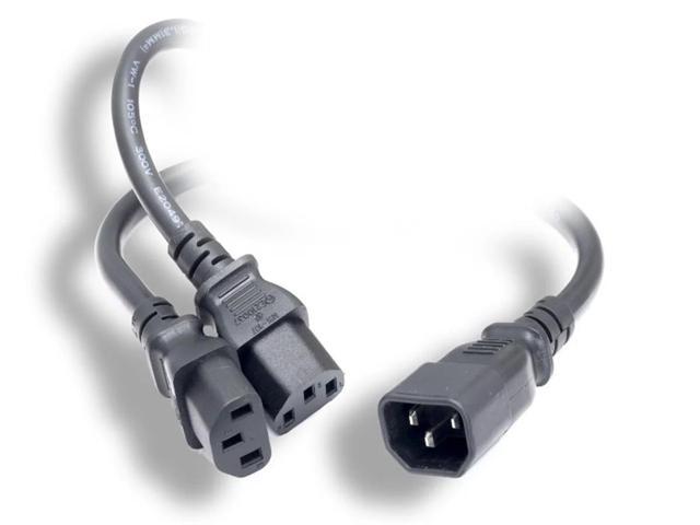 Monoprice Power Cord Splitter - 3 Feet - Black, IEC 60320 C14 to 2x IEC 60320 C13, 16AWG, 13A, SJT, Usable for 100-250 VAC Applications