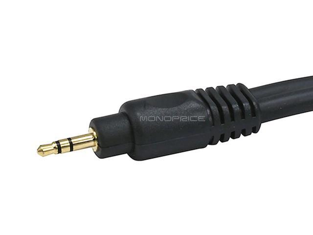 Monoprice 6ft Premium 3.5mm Stereo Male to 2RCA Male 22AWG Cable (Gold Plated) - Black